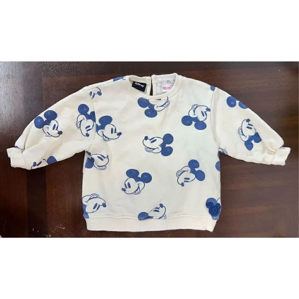 Zara Disney Mickey Mouse Crew Neck Cotton Sweater